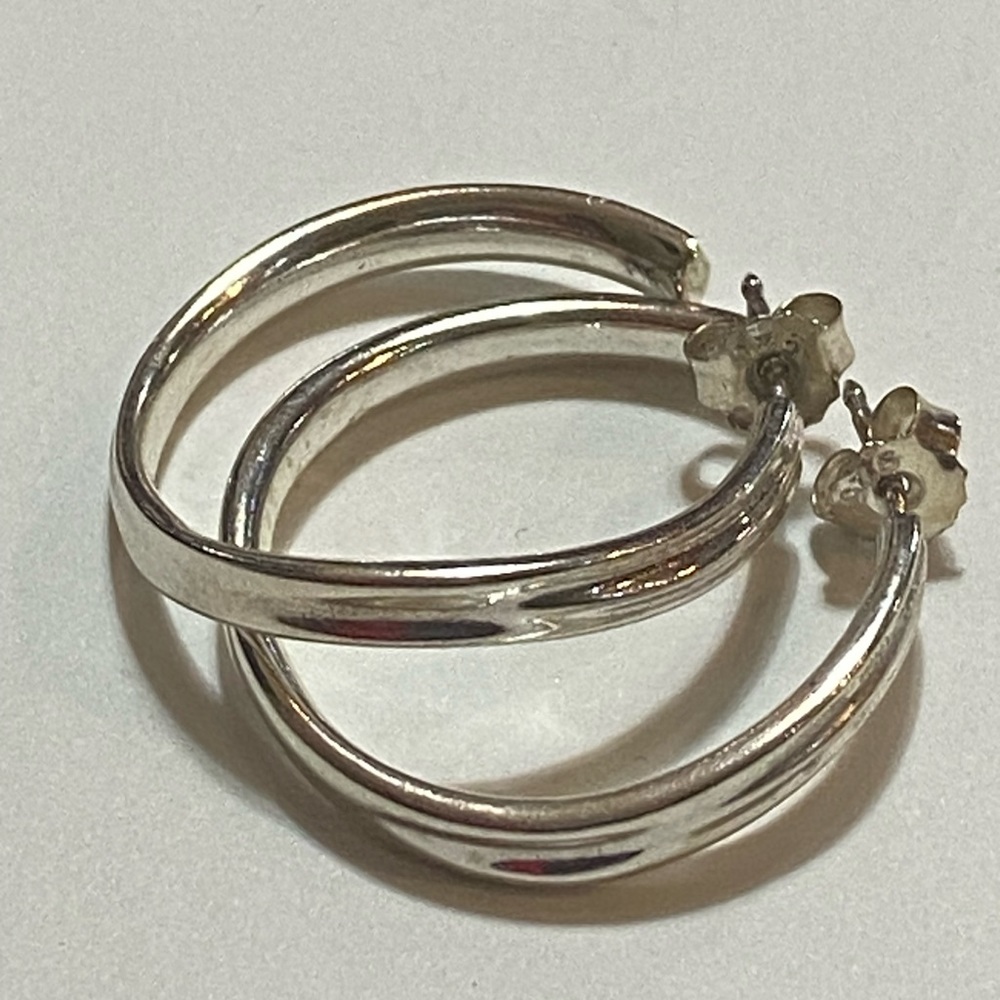 Authentic Pandora Liquid Stream Sterling Silver Hoop Earrings - Large